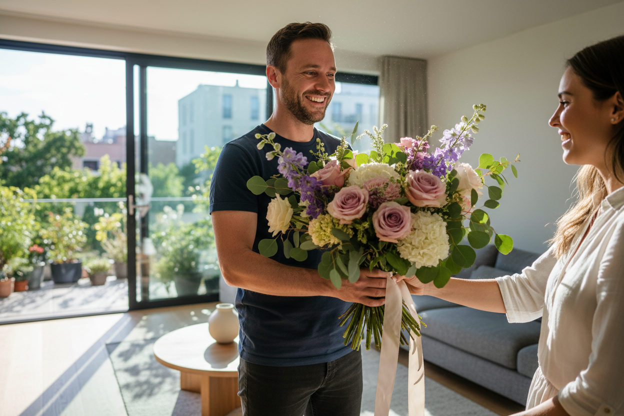 He deserves flowers too! 